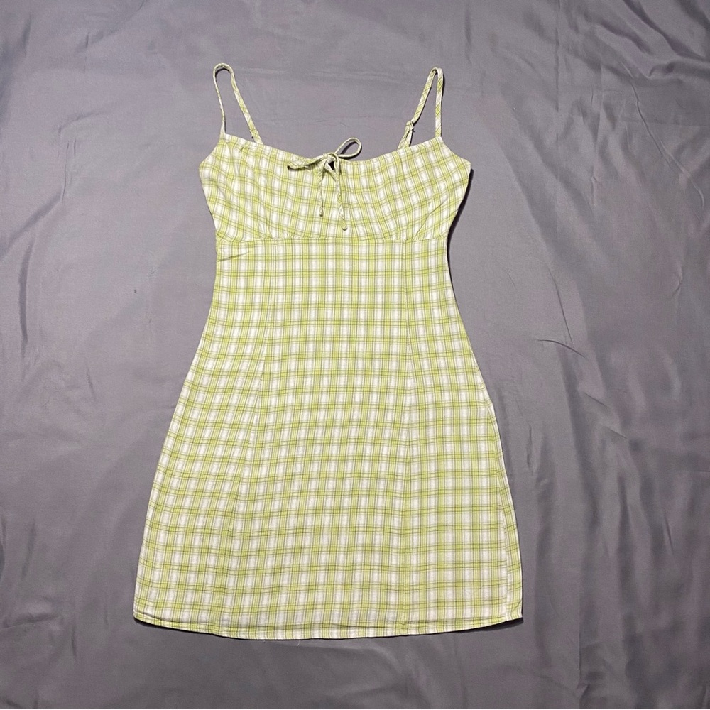 Green plaid dress